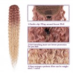 Extensie de par coada Afro Kinky Curly tip Mesa cu elastic Roz Platinatcu Blond Deschis de 80 cm 50132363